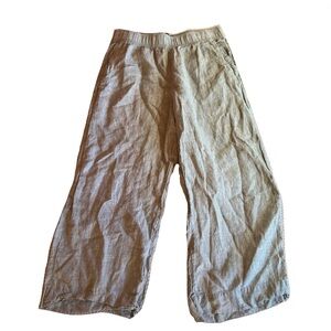 Tahari Women's 100% Linen Wide Leg Cropped Pants Spring Green, Size L